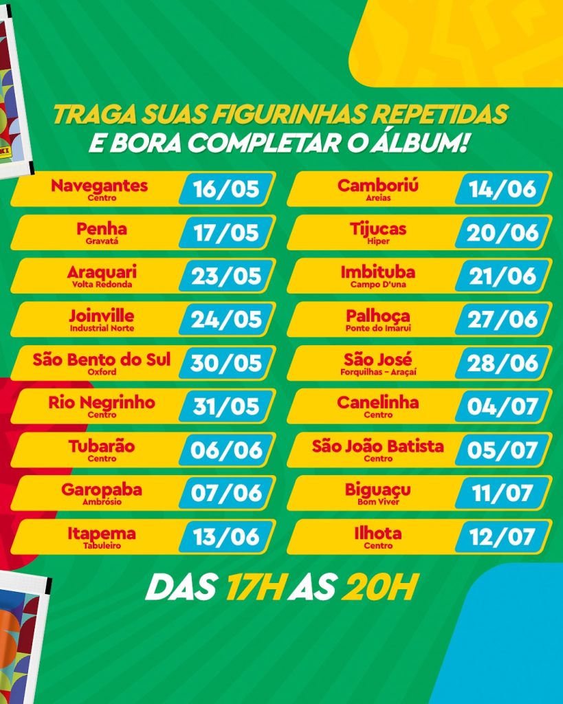 Cronograma troca de figurinhas da copa Komprão